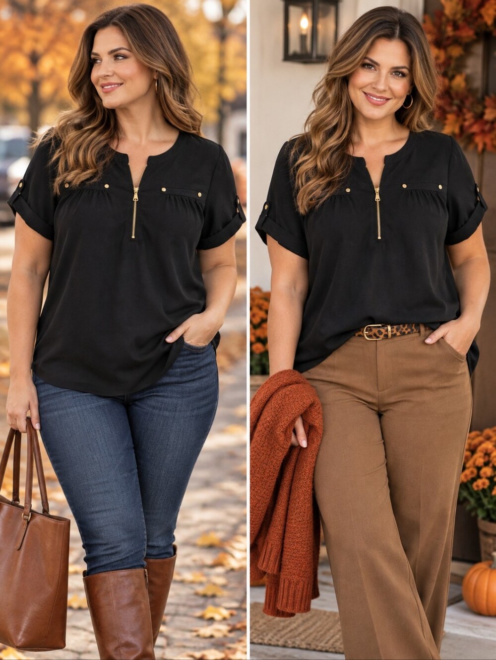 Speed Limit Women’s Black Gold Zip Blouse Size 1X